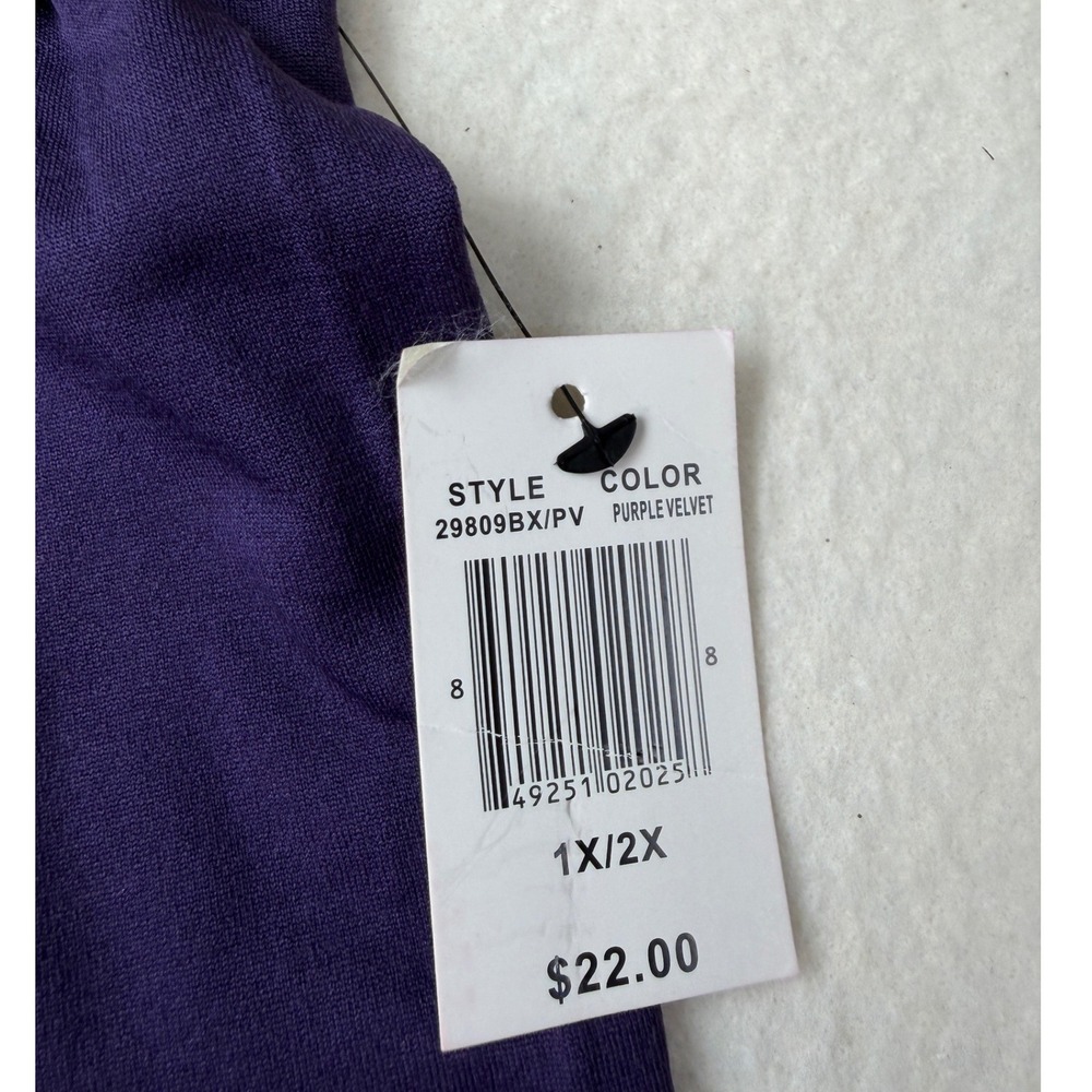 Cotton Candy NYC Purple Velvet Fleece Lined High Waist Leggings 1X/2X 29809BX/PV - Picture 4 of 6